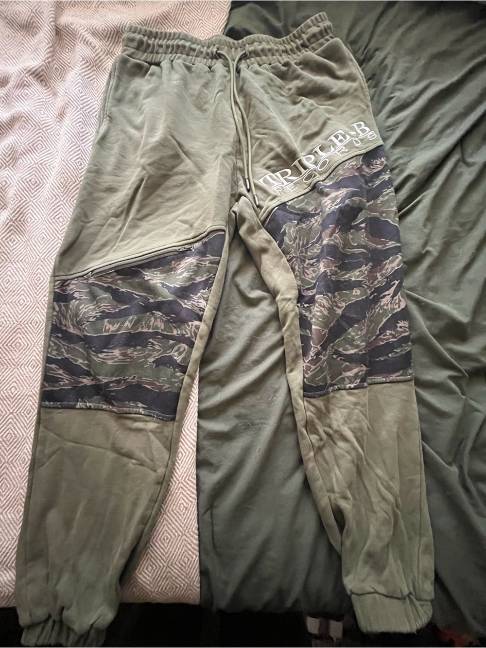 Triple B records tiger camo sweat pants